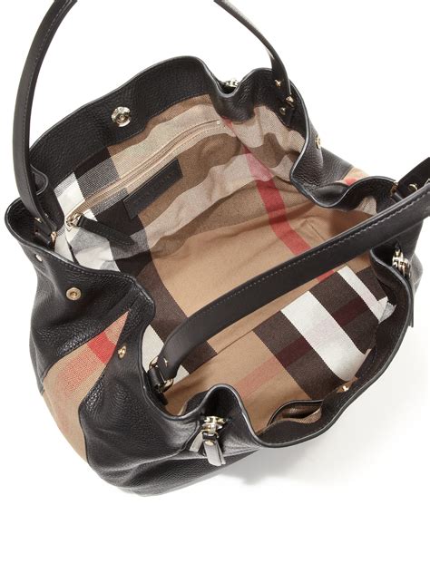 burberry women's brit medium maidstone leather and canvas handbag brown|burberry clothing website.